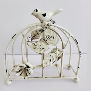 Napkin Holder for Table with Cast Iron Bird& 3D Rose- Keeps Napkin Organ…